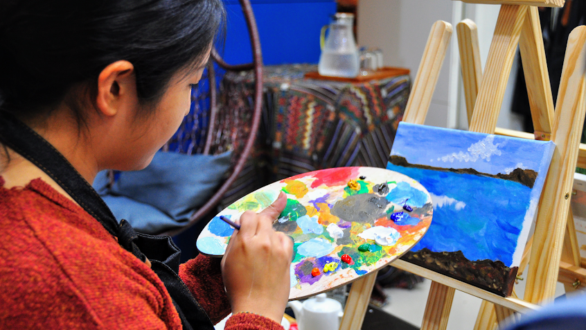 畫bar。Painting Bar |體驗壓克力畫，紅酒、在地茶